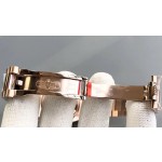 Sunday date display series women's watch, brown dial, rose gold bezel, 36mm, rose gold President-style bracelet.